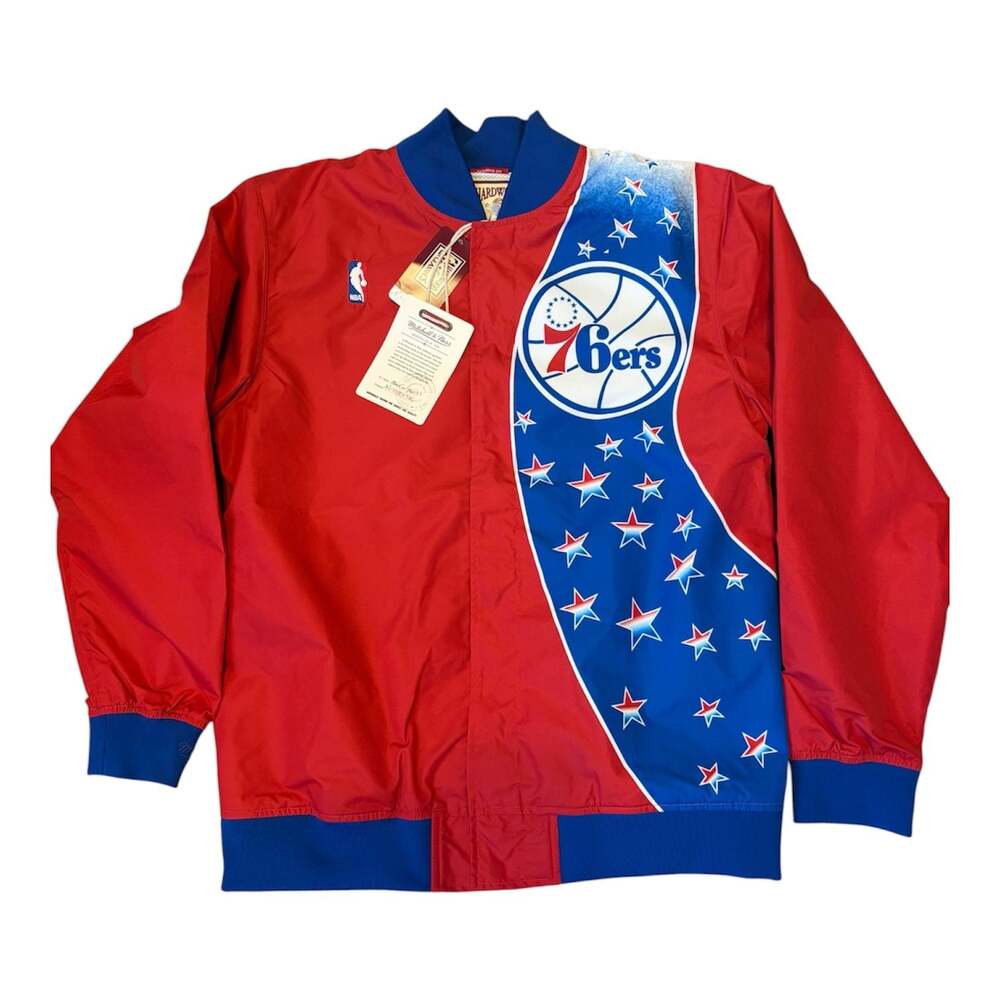 Philadelphia 76ers 1993-94 Red Authentic Full-Snap Warmup Jacket,